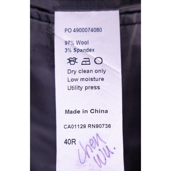 Calvin Klein SLIM Mens 40R Gray Plaid Wool 2-Pcs Suit With Dress Pants 32X27 - Picture 11 of 16